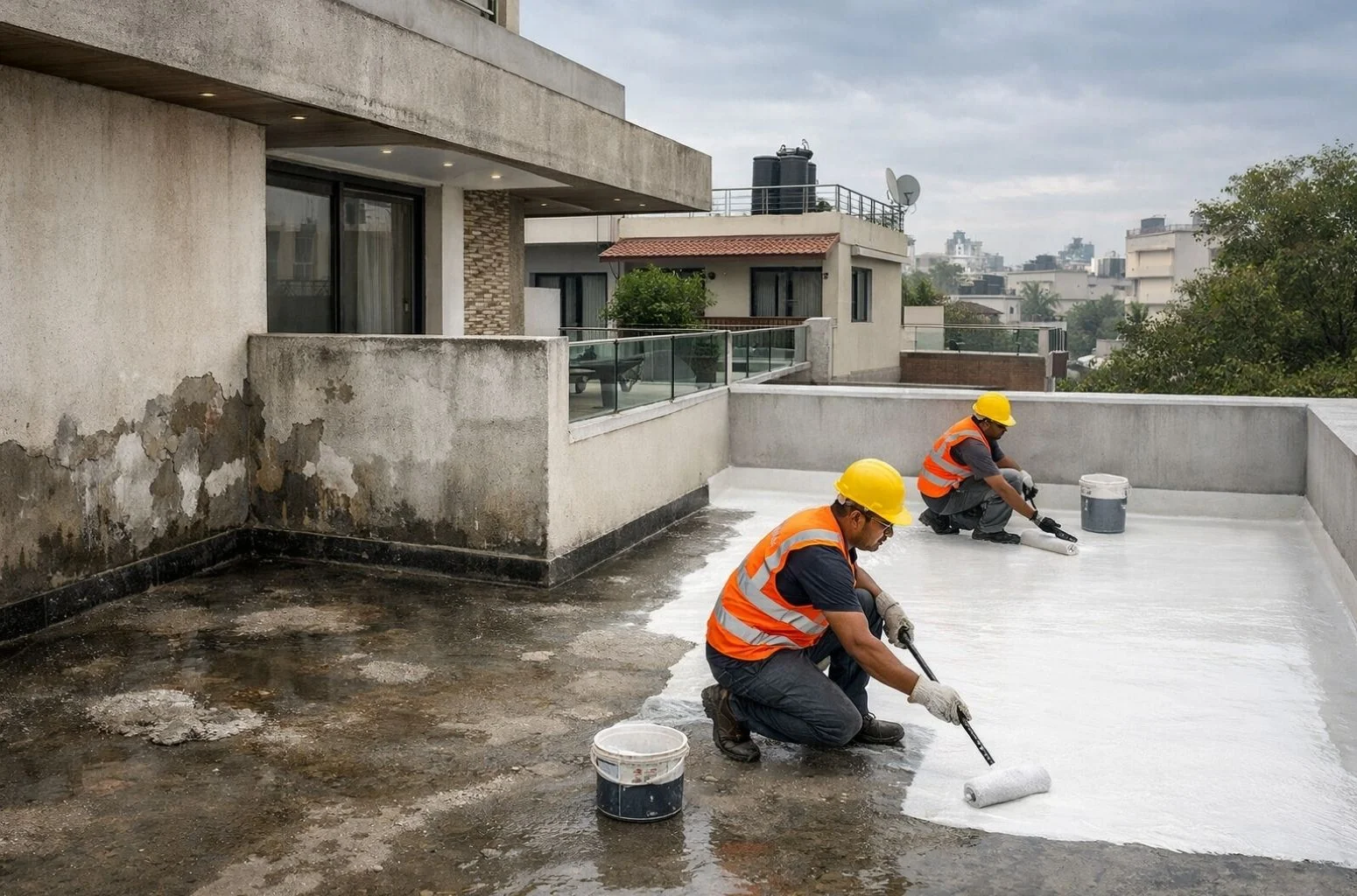 Residential waterproofing services in Delhi for roof and wall leakage protection