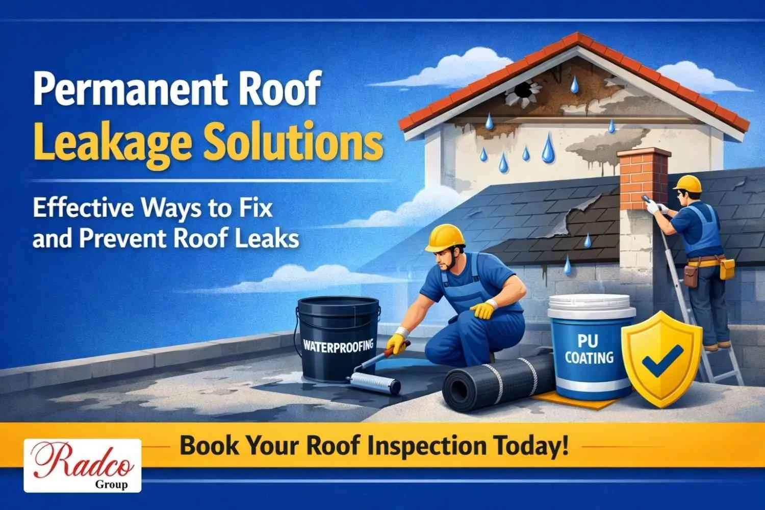 Roof leak detection in Delhi NCR showing water seepage points