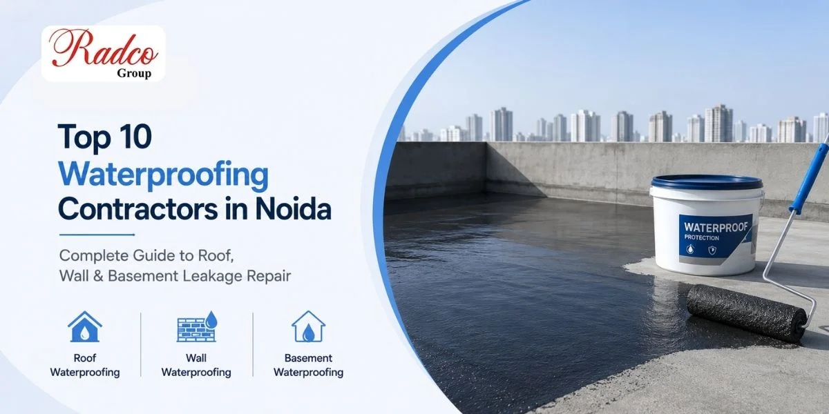 Top waterproofing contractors in Noida providing roof leakage repair, terrace waterproofing, basement waterproofing, and wall seepage treatment services